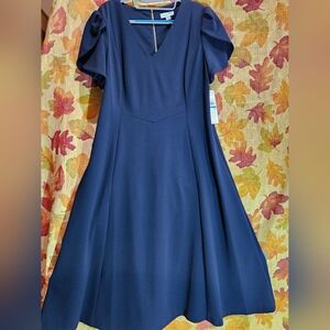 Calvin Klein Women's Navy Blue Tulip sleeve dress-sz 16